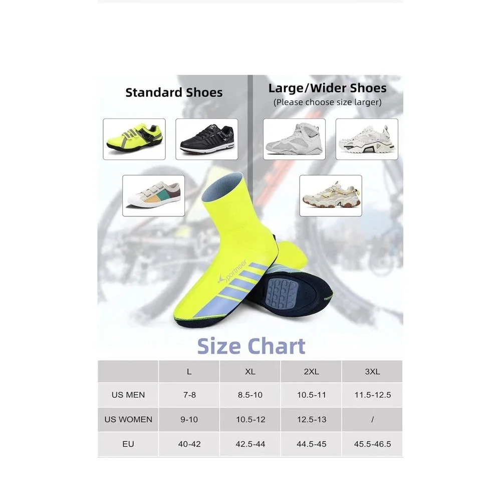 Bike Shoe Cover Warmer Cycling Shoe Covers Warm Windproof‎ Overshoes Neon XL